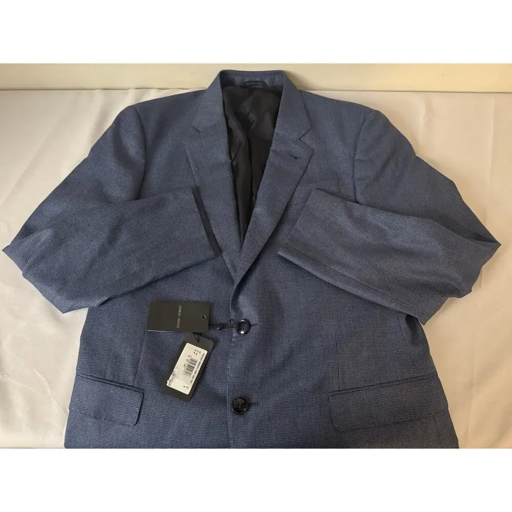 NWT Giorgio Armani Black Label ‘Soft’ Blue Micro-Pattern Suit 52EU/42US $3595.00